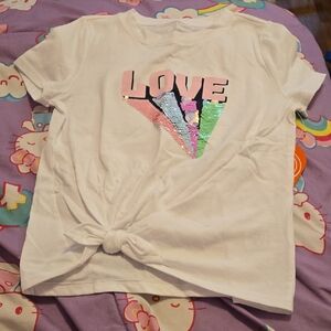 Wonder Nation White Love T-Shirt with Sequin Design